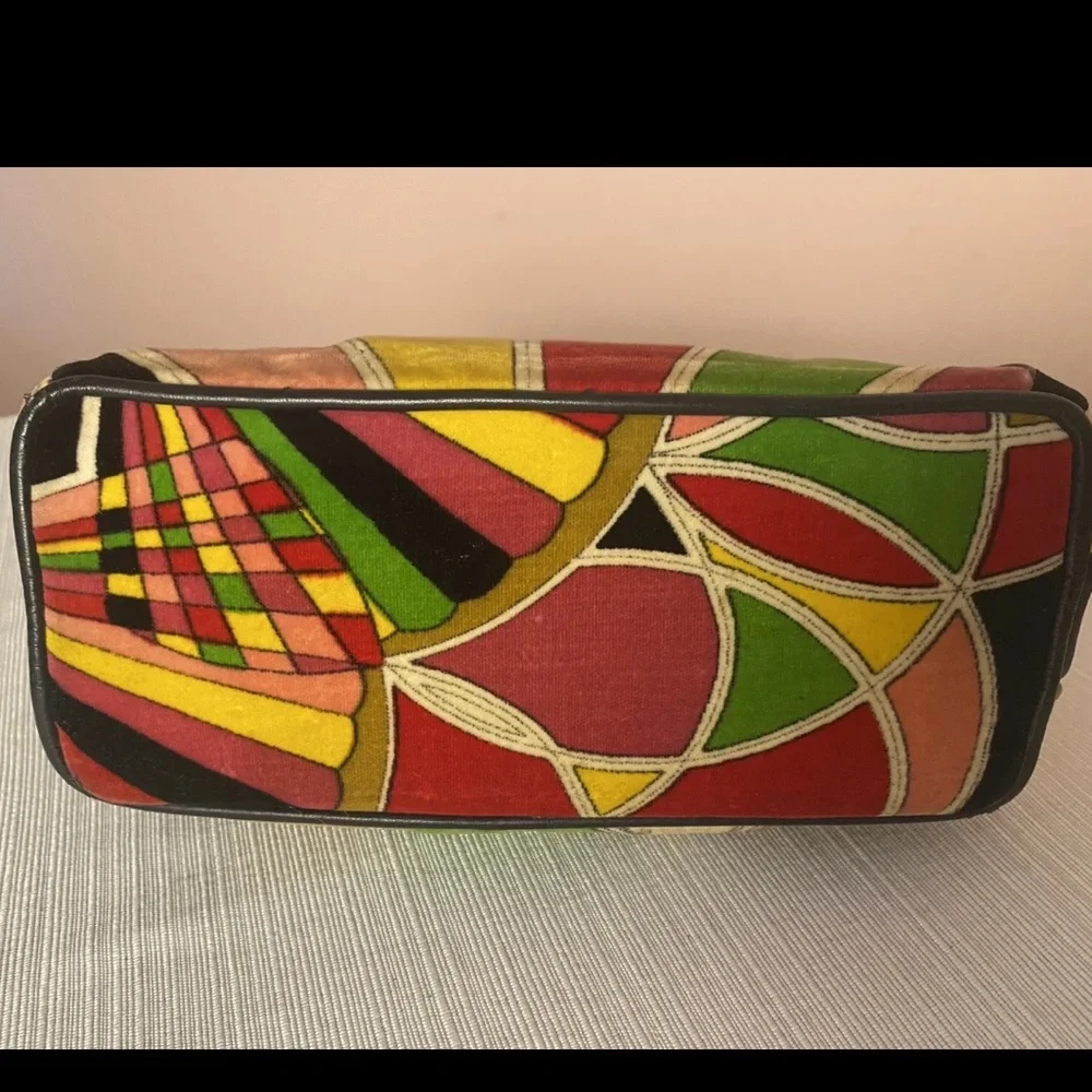 EMILIO PUCCI By Jana Vintage 60's Velvet Handbag‎ Satchel Psychedelic Mod